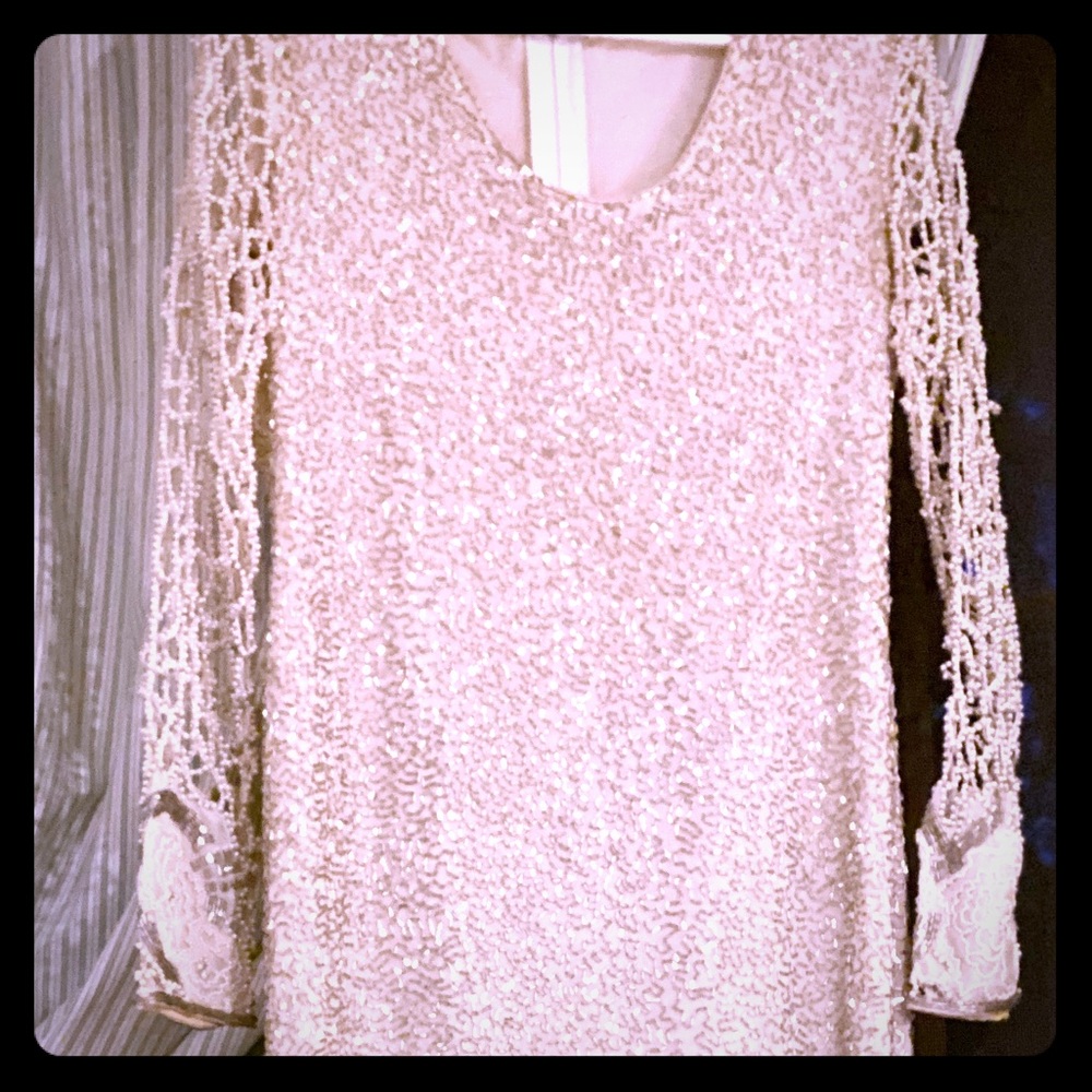 1960s, 1 of a kind, Designer beaded & pearl gown